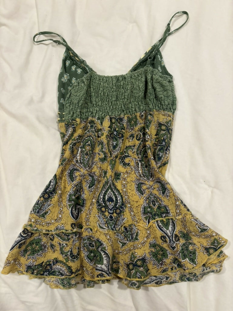 Green and Yellow flowy tank top