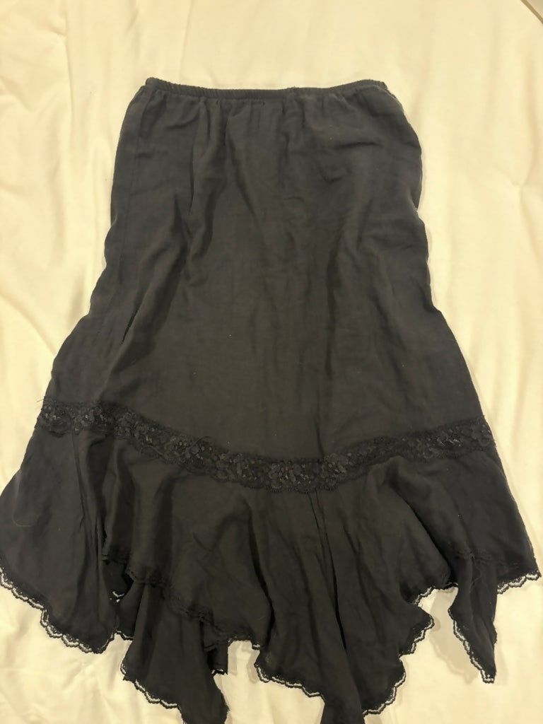 Black midi lace skirt
