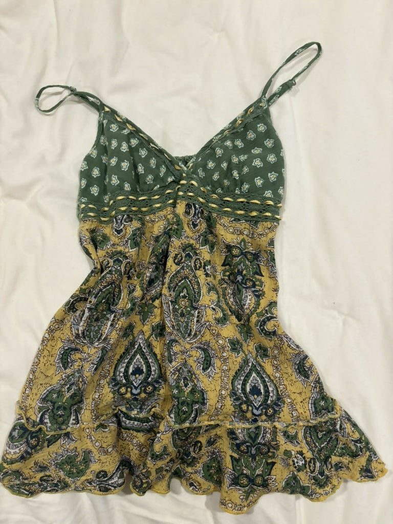 Green and Yellow flowy tank top